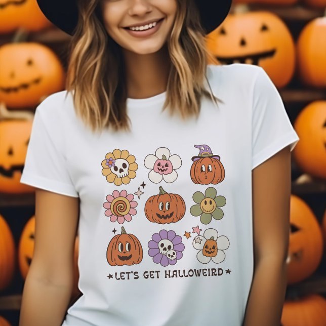 T-shirt Fleurs d'Halloween rétro mignonnes (Créateur téléchargé)