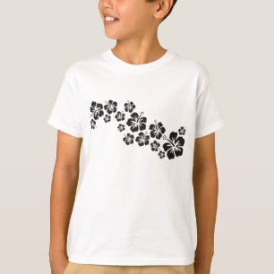 T-shirt fleurs d'hibiscus en noir