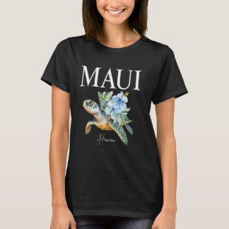 T-shirt Fleurs d'Hibiscus hawaïens Tortues marines Maui Ha