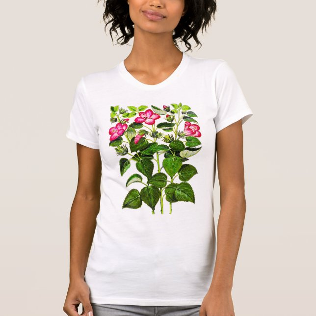 T-shirt Fleurs d'Hibiscus italien rose Fuchsia (Devant)