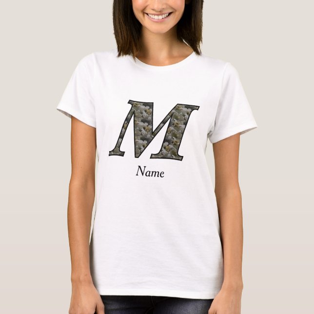 T-shirt Fleurs d'hortensia personnalisées avec initiale de (Devant)