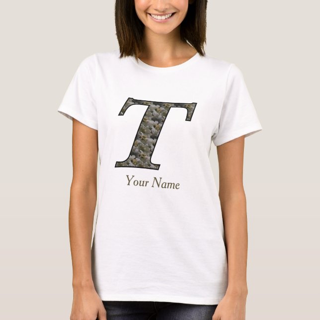 T-shirt Fleurs d'hydrangea personnalisées avec initiale de (Devant)