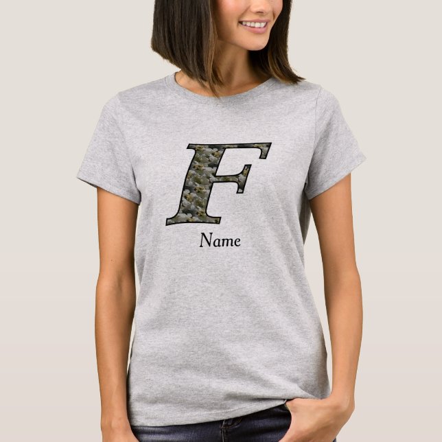 T-shirt Fleurs d'hydrangea personnalisées avec initiale de (Devant)