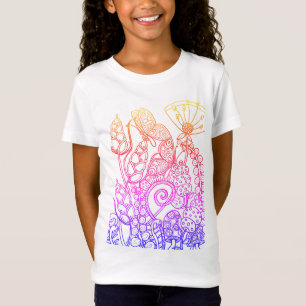 T-Shirt Fleurs d'imaginaire arc-en-ciel avec papillon