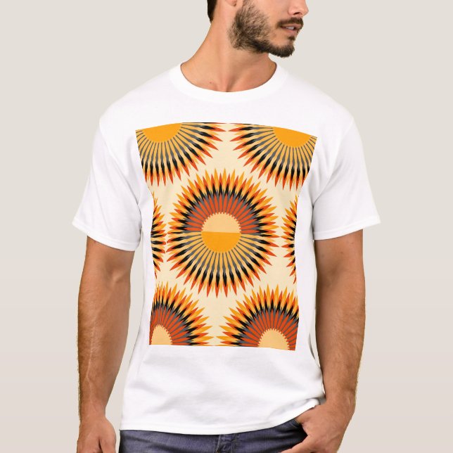 T-shirt Fleurs d'ivoire orange Étoiles Motif (Devant)