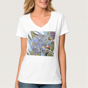 T-shirt Fleurs d'orchidées de couleur lavande bleue