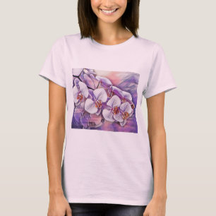 T-shirt Fleurs d'orchidées mignonnes rose violet tirant