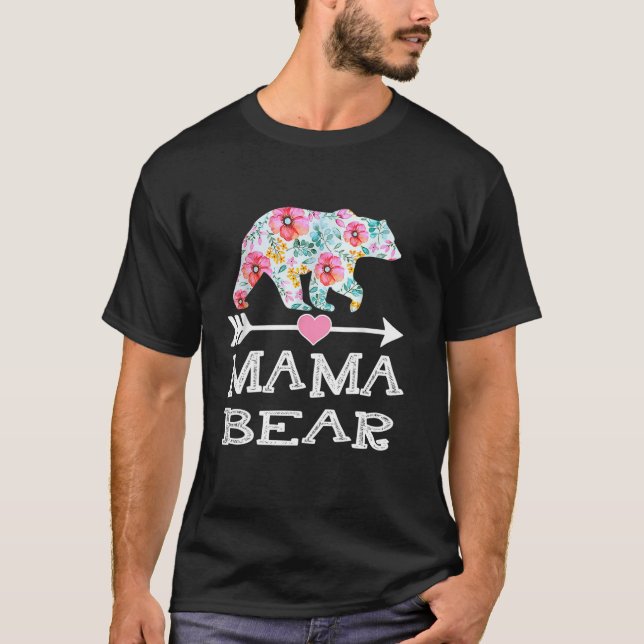 T-shirt Fleurs d'ours mignonnes maman Fête des mères Famil (Devant)