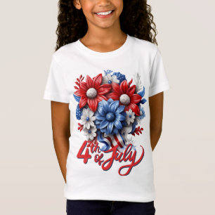 T-Shirt Fleurs du 4 juillet en rouge, blanc et bleu patrio