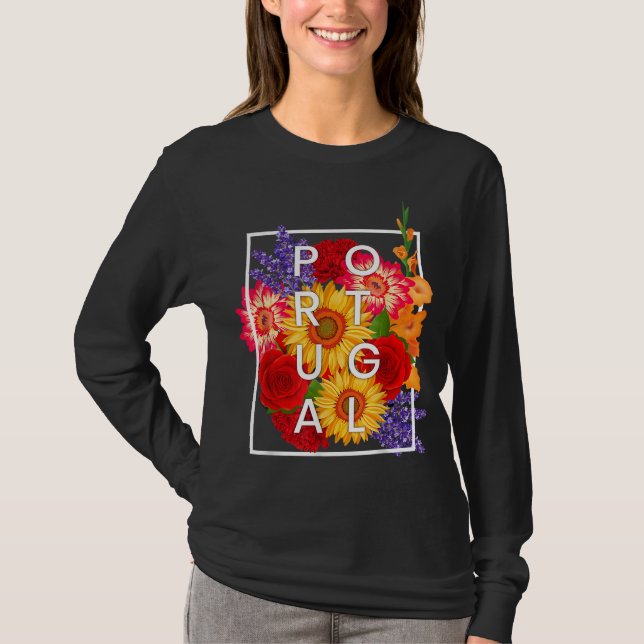 T-shirt Fleurs du Portugal Word Art - Portugais Pride (Devant)