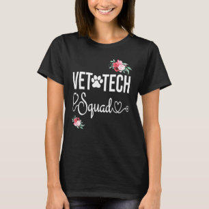T-shirt Fleurs Empreintes de pattes mignonnes Vet Tech Squ