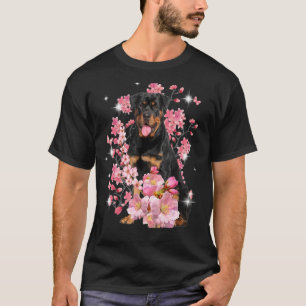 T-shirt Fleurs en fleurs de cerisier Rottweiler