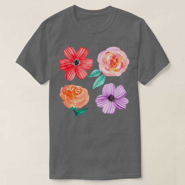 T-shirt Fleurs en gras sur beige (Design devant)