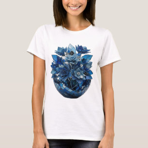 T-shirt Fleurs en verre bleu argenté spirituelles Design a