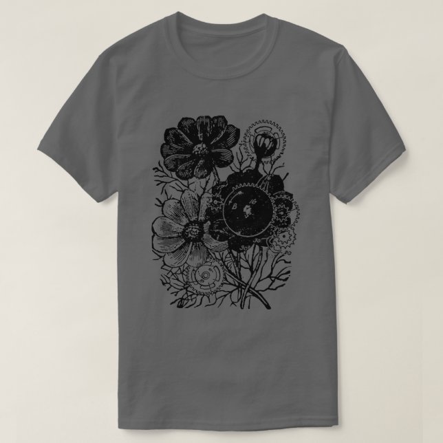 T-shirt Fleurs Et Engrenages (Design devant)