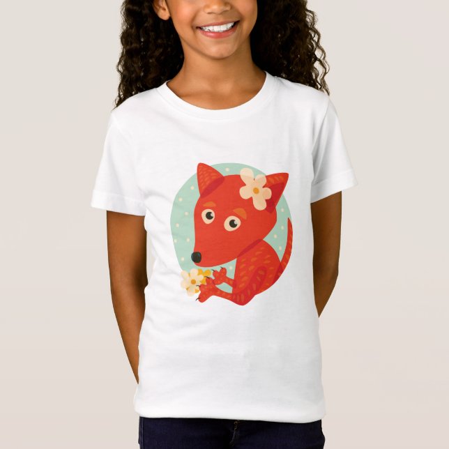 T-Shirt Fleurs et fille mignonne de Fox (Devant)