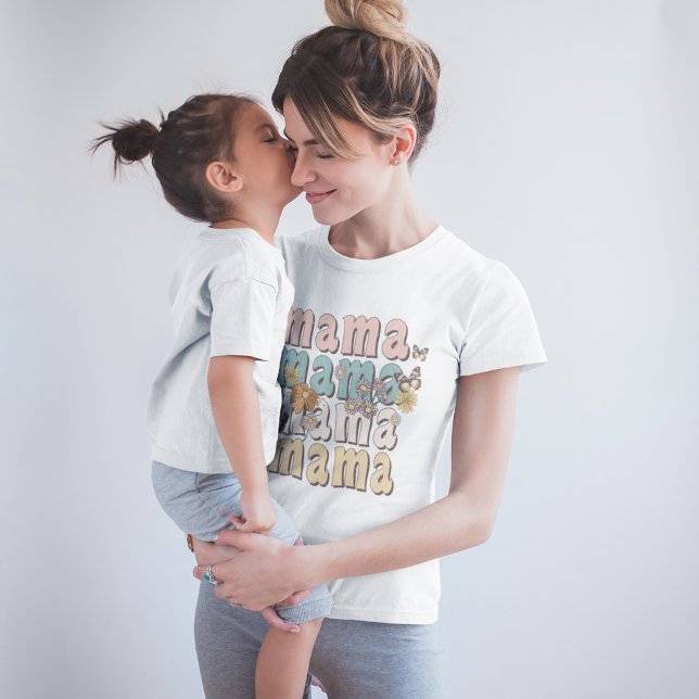 T-shirt Fleurs et papillons Mama rétro (Créateur téléchargé)
