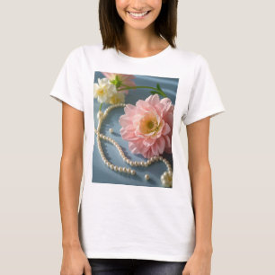 T-shirt Fleurs et perles élégantes