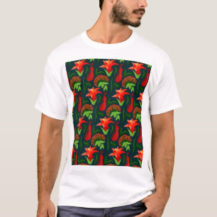T-shirt Fleurs Exotiques Colorées Motif de Feuilles