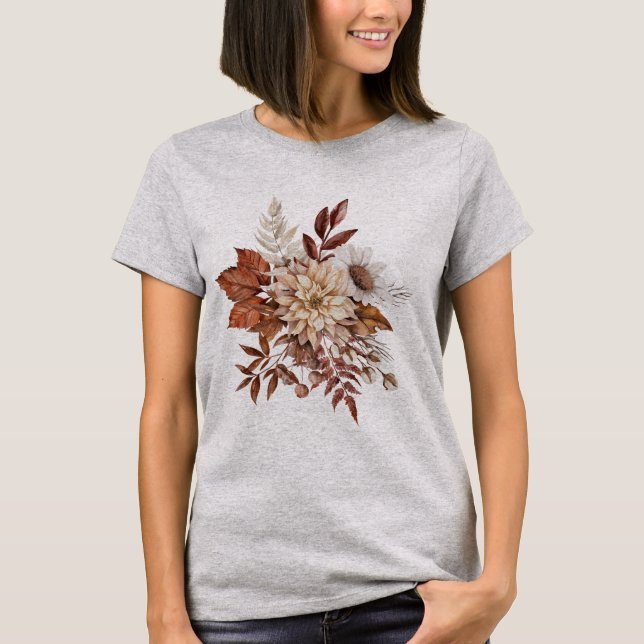 T-shirt Fleurs Feuilles d'Automne Vintage (Devant)