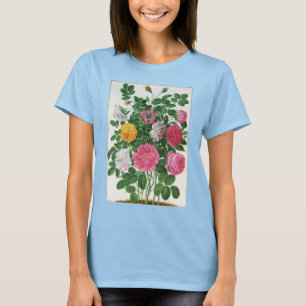T-shirt Fleurs fleuries vintage, roses de jardin de printe