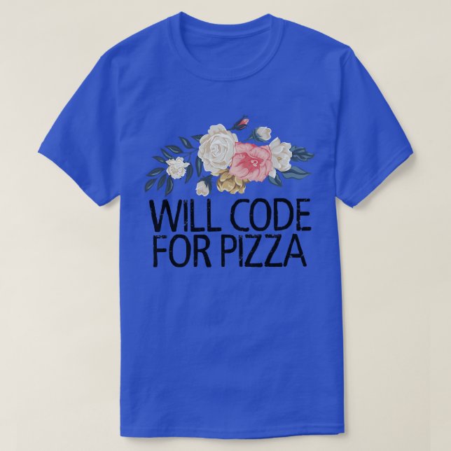 T-shirt Fleurs Florales Aquarelle Funny Code Pour Pizz (Design devant)