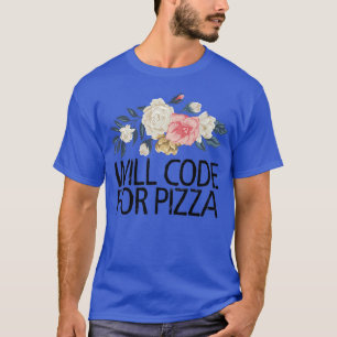 T-shirt Fleurs Florales Aquarelle Funny Code Pour Pizz