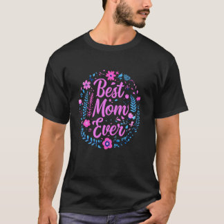 T-shirt Fleurs florales mignonnes Fête des mères maman mam