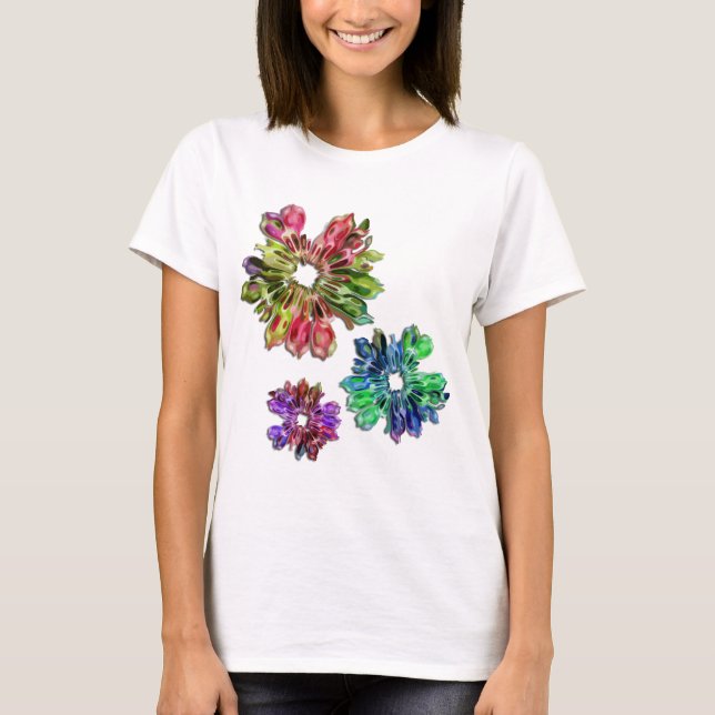 T-shirt Fleurs fractales abstraites 2D (Devant)
