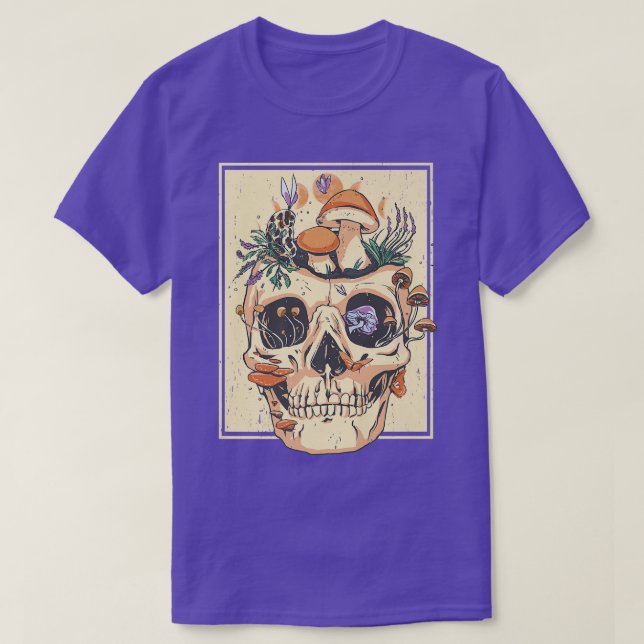 T-shirt Fleurs Goblincore Skeleton Natur  (Design devant)