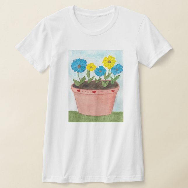 T-shirt Fleurs imaginaires dans un pot de fleurs avec des  (Poser)