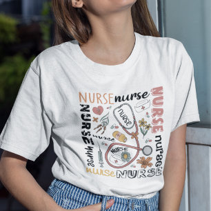 T-shirt Fleurs Infirmières choses Stethoscope