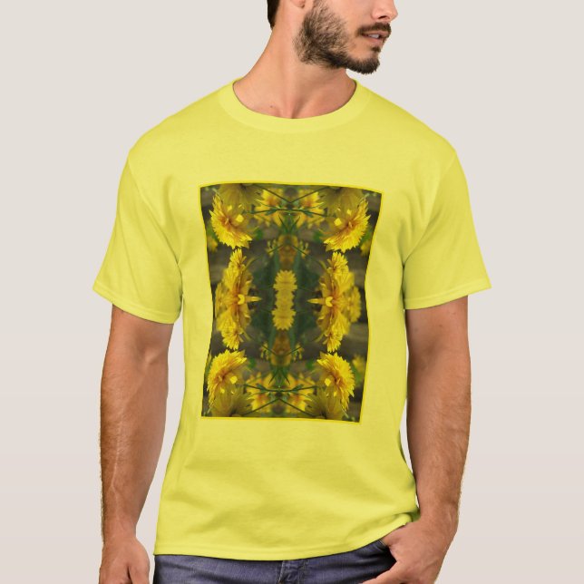T-shirt Fleurs Jaunes Au Soleil Abstrait (Devant)