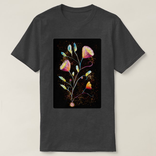 T-shirt Fleurs jaunes dans l'espace (Design devant)