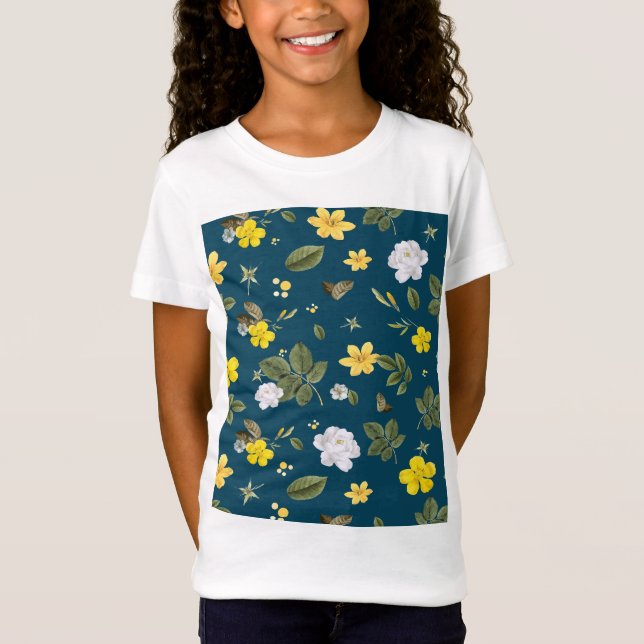 T-Shirt Fleurs jaunes et roses blanches (Devant)