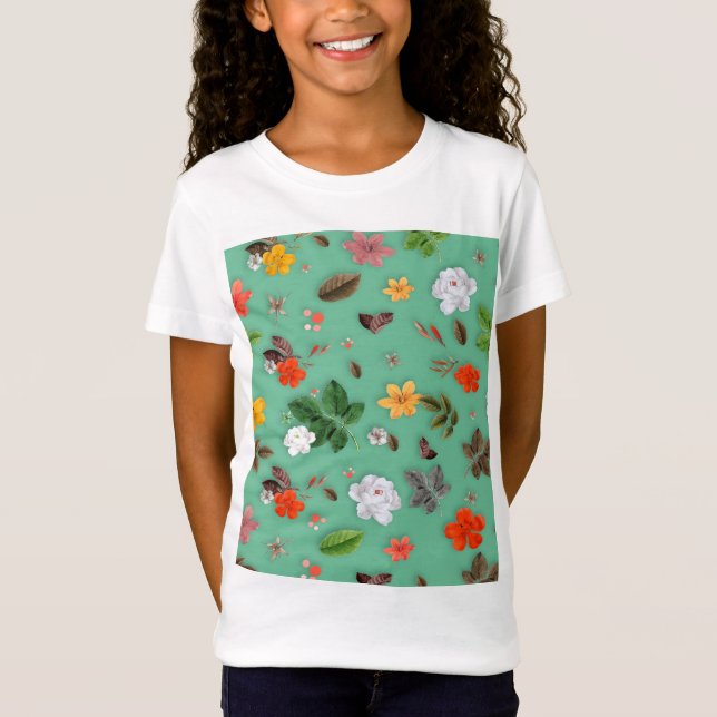 T-Shirt Fleurs jaunes et roses blanches 14 (Devant)