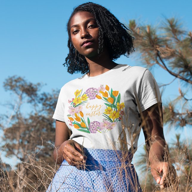 T-shirt Fleurs jaunes et vertes modernes de printemps joye (Créateur téléchargé)