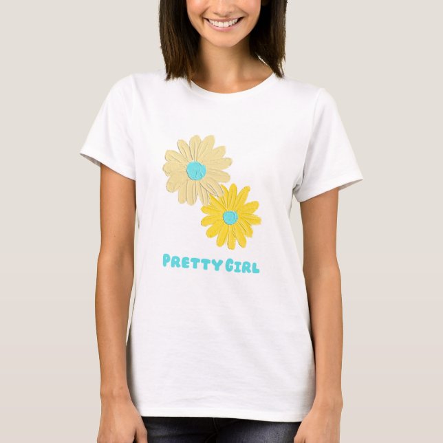T-shirt fleurs jolie fille  (Devant)