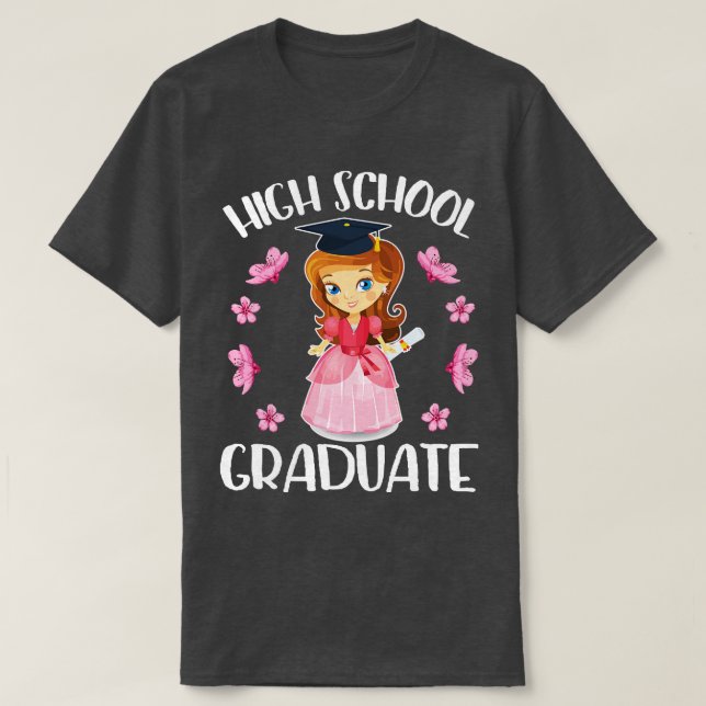T-shirt Fleurs Joyeuses Fille Secondaire Lycée Diplômée Cl (Design devant)
