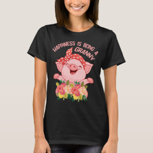 T-shirt Fleurs Le Bonheur Du Cochon Est D'Être Une Grand M