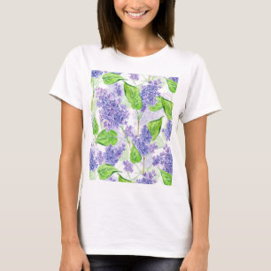 T-shirt Fleurs lilas aquarelles