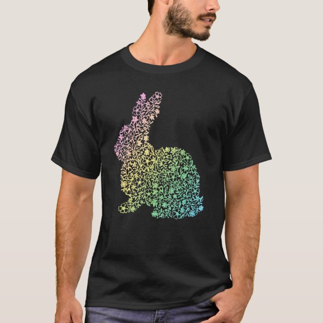 T-shirt Fleurs mignonnes lapin Gifs Floral Lapin de Pâques (Devant)