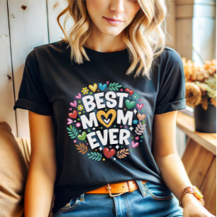 T-shirt fleurs modernes meilleure mère jamais