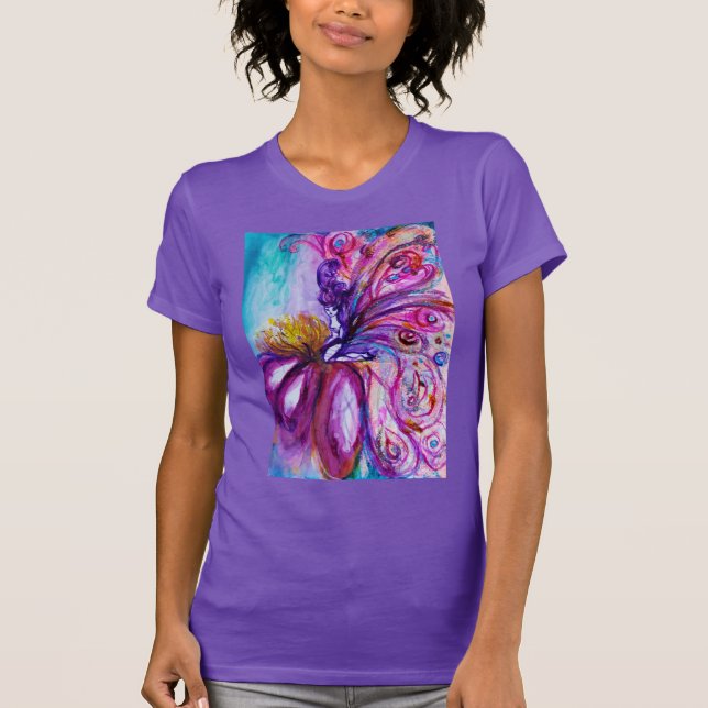 T-SHIRT FLEURS MORTES BLANCHES EN ROSE, PARKLES D'OR (Devant)