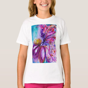 T-SHIRT FLEURS MORTES BLANCHES EN ROSE, PARKLES D'OR