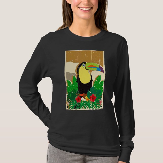 T-shirt Fleurs Oiseaux tropicaux Forêt tropicale Animaux F (Devant)