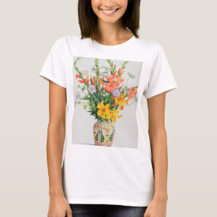 T-shirt Fleurs oranges et bleues dans un vase marocain