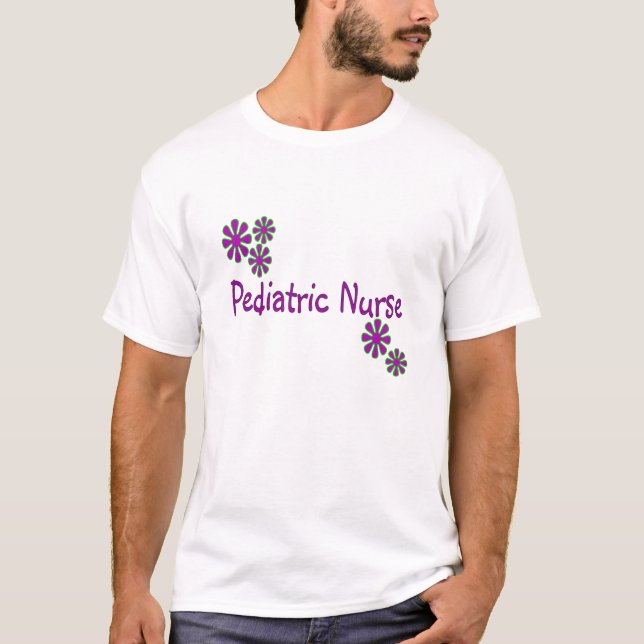 T-shirt Fleurs pédiatriques de pourpre d'infirmière (Devant)