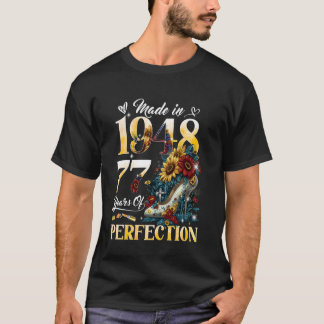 T-shirt Fleurs pour 77e anniversaire créées en 1948 77 ans