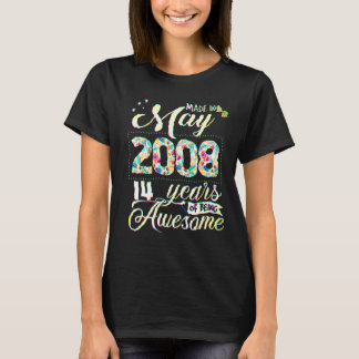 T-shirt Fleurs pour les 14 ans pour femmes nées en mai 200
